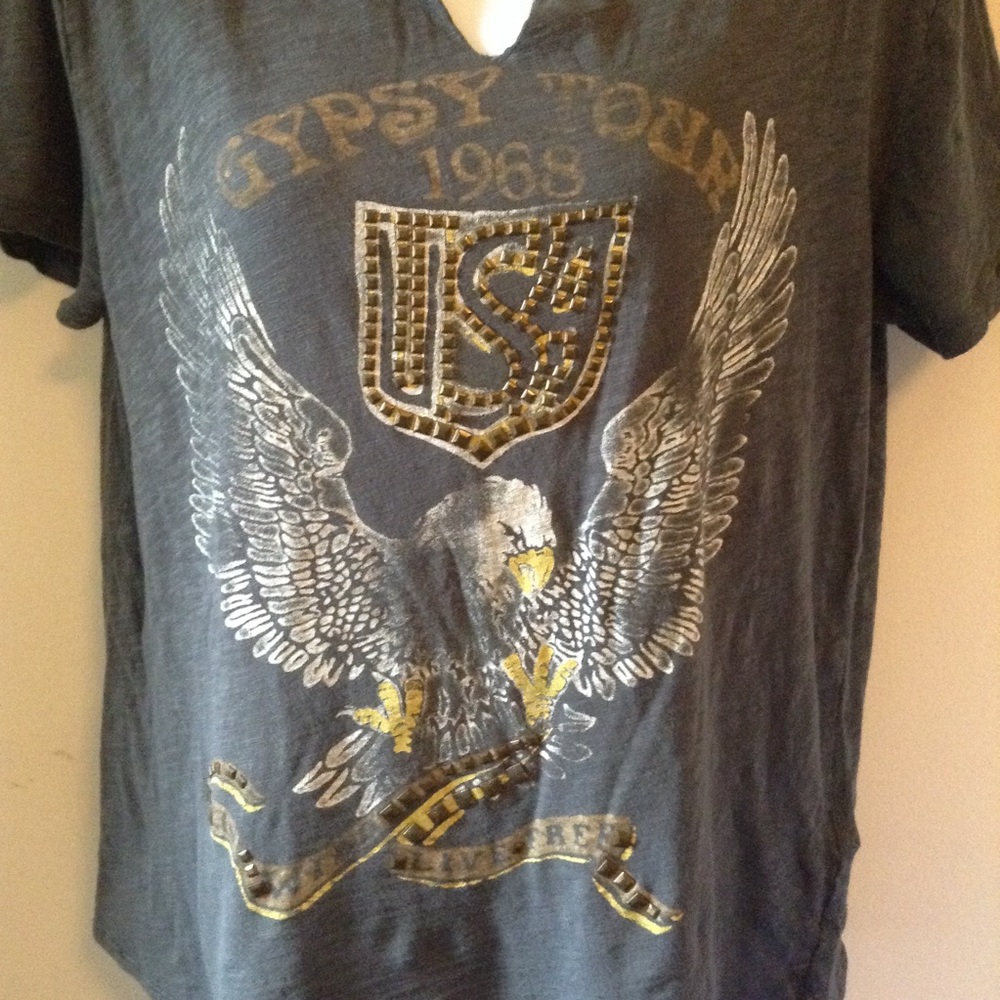 Lucky Brand grey gypsy tour eagle tshirt  M
